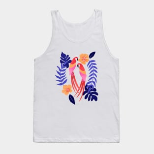 Red macaws and blue tropical leaves Tank Top